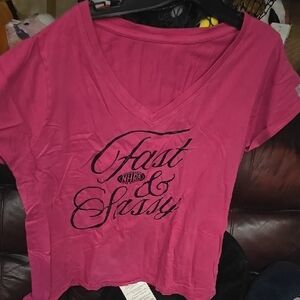 Fast & Sassy Pink V-Neck Women's Top